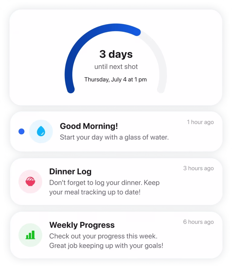 GLP-1 tracker reminders in the Pep app