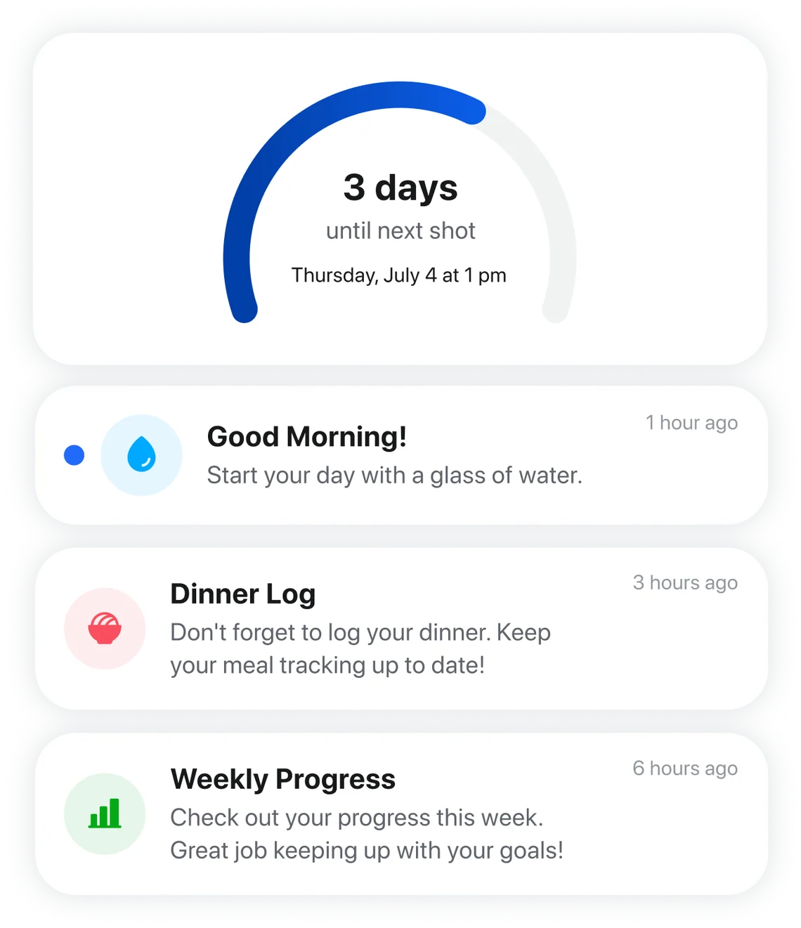 GLP-1 tracker reminders in the Pep app